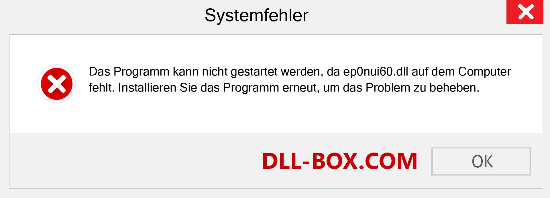 ep0nui60.dll-Datei fehlt?. Download für Windows 7, 8, 10 - Fix ep0nui60 dll Missing Error unter Windows, Fotos, Bildern